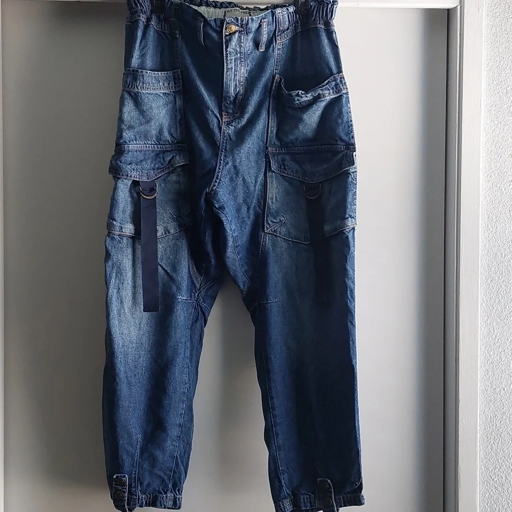 We The Free Hazel Utility Jeans Large in Dark & Stormy